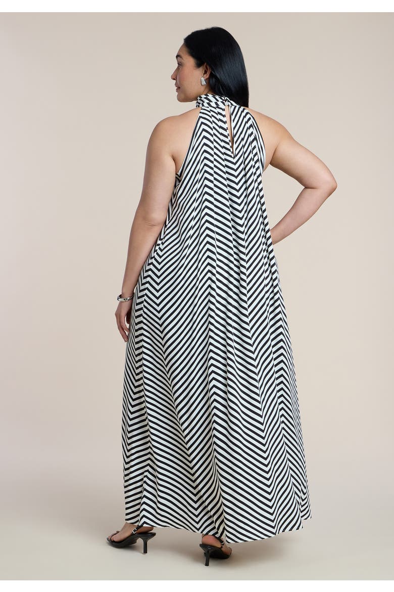 Trapeze Halter Maxi Dress, Alternate, color, CHEVRON ROW