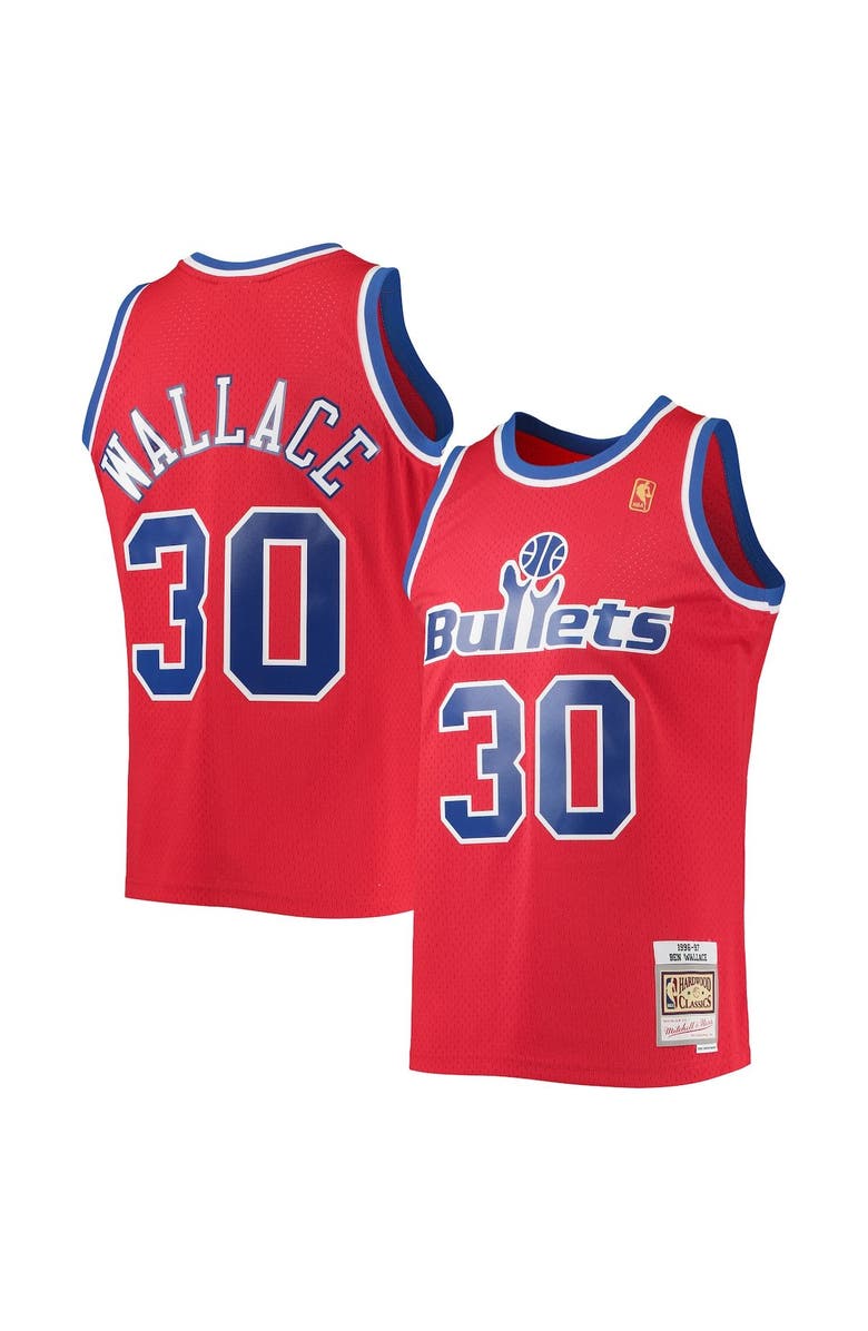 Mitchell & Ness Men's Mitchell & Ness Ben Wallace Red Washington Bullets 1996/97 Hardwood Classics Swingman Jersey, Main, color, Red