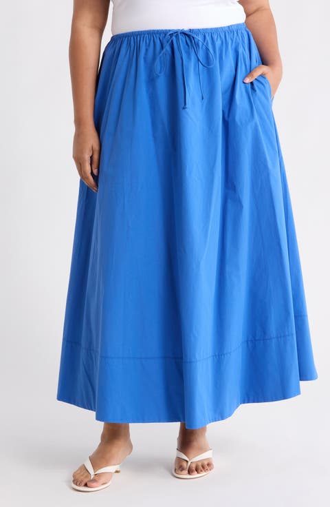 Cotton Poplin Maxi Skirt (Plus)