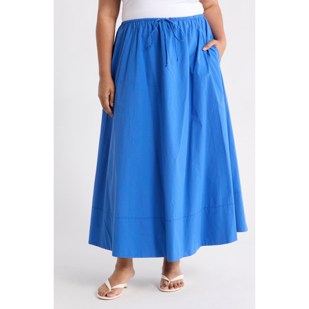 Renee C Cotton Poplin Maxi Skirt in Blue at Nordstrom Rack, Size 1X