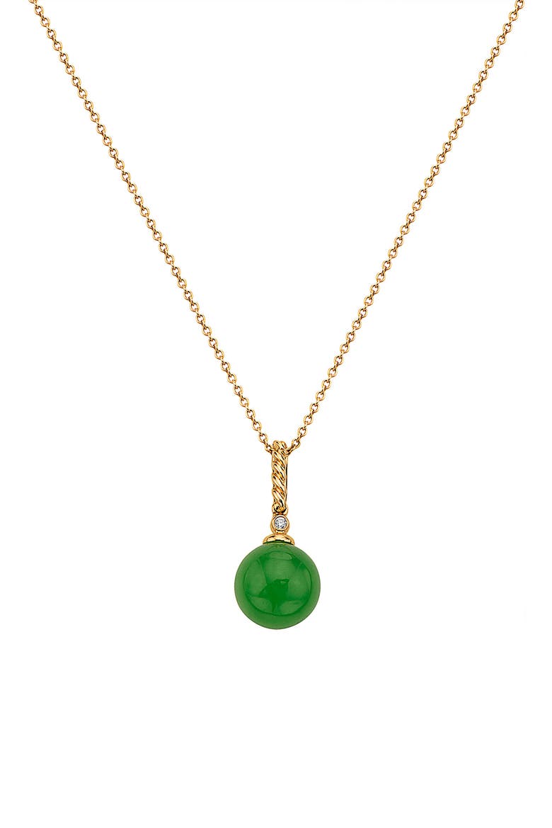 Jade & Diamond Accent Pendant Necklace, Main, color, GREEN