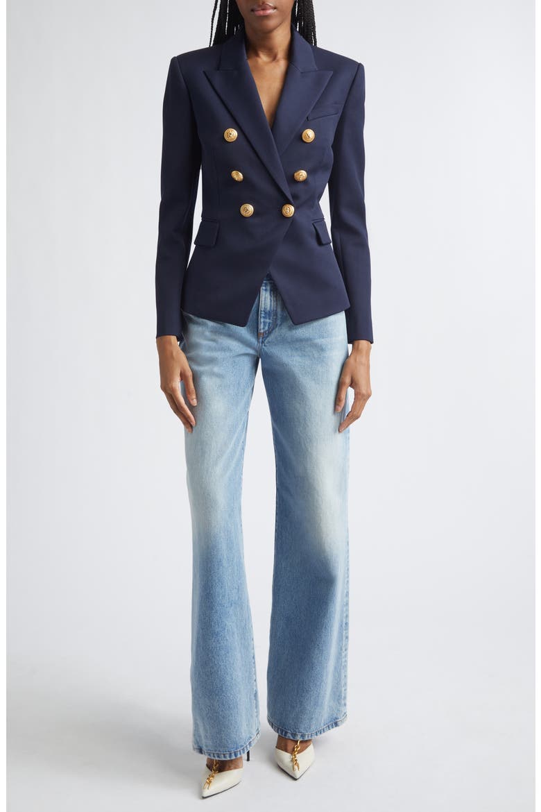 Double Breasted Wool Blazer, Alternate, color, MARINE BLUE