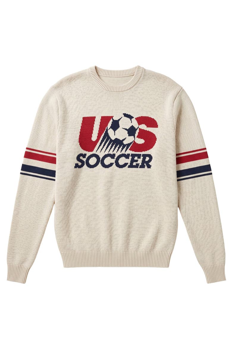 Unisex Uscape Apparel Cream USMNT Retro Knit Sweatshirt, Main, color, Cream