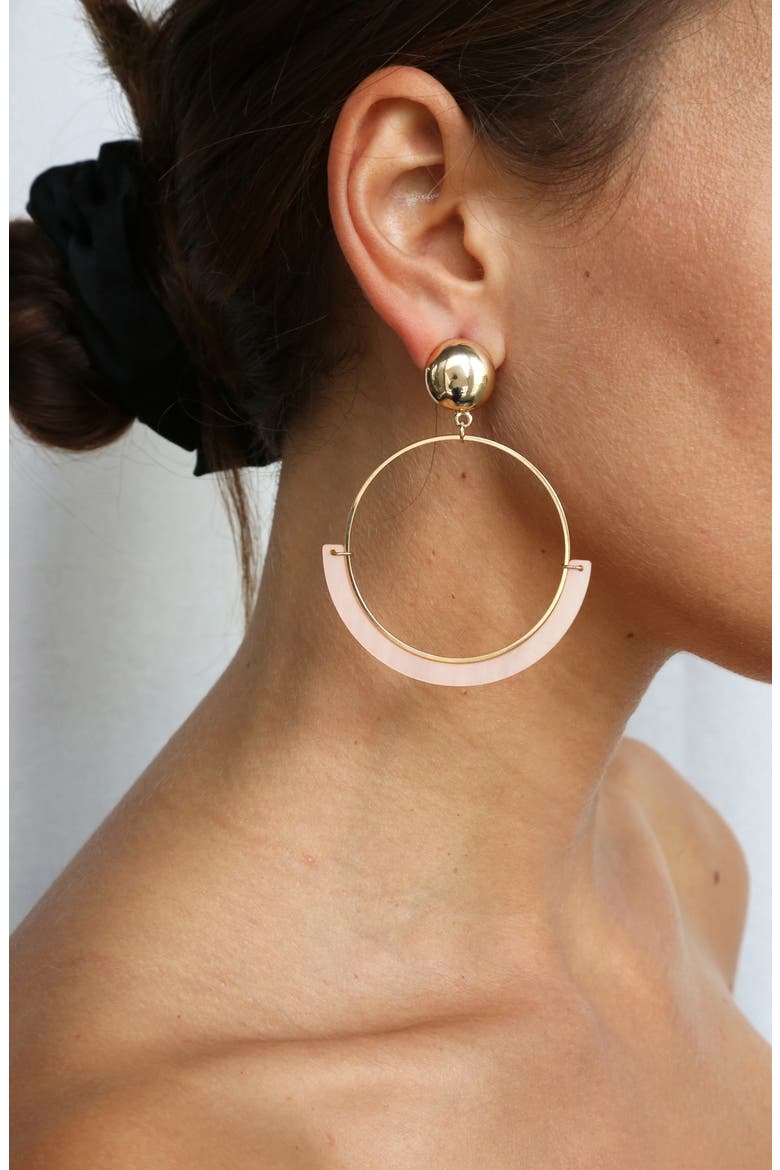 Frontal Hoop Statement Earrings, Alternate, color, PINK