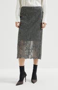 Brunello Cucinelli Dazzling lace embroidery pencil skirt in sparkling mohair and wool