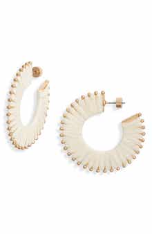 Nordstrom Raffia Wrapped Flat Hoop Earrings