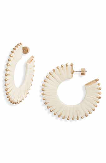 Nordstrom Raffia Wrapped Flat Hoop Earrings