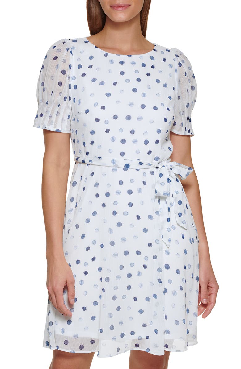DKNY Polka Dot Fit & Flare Minidress, Alternate, color,