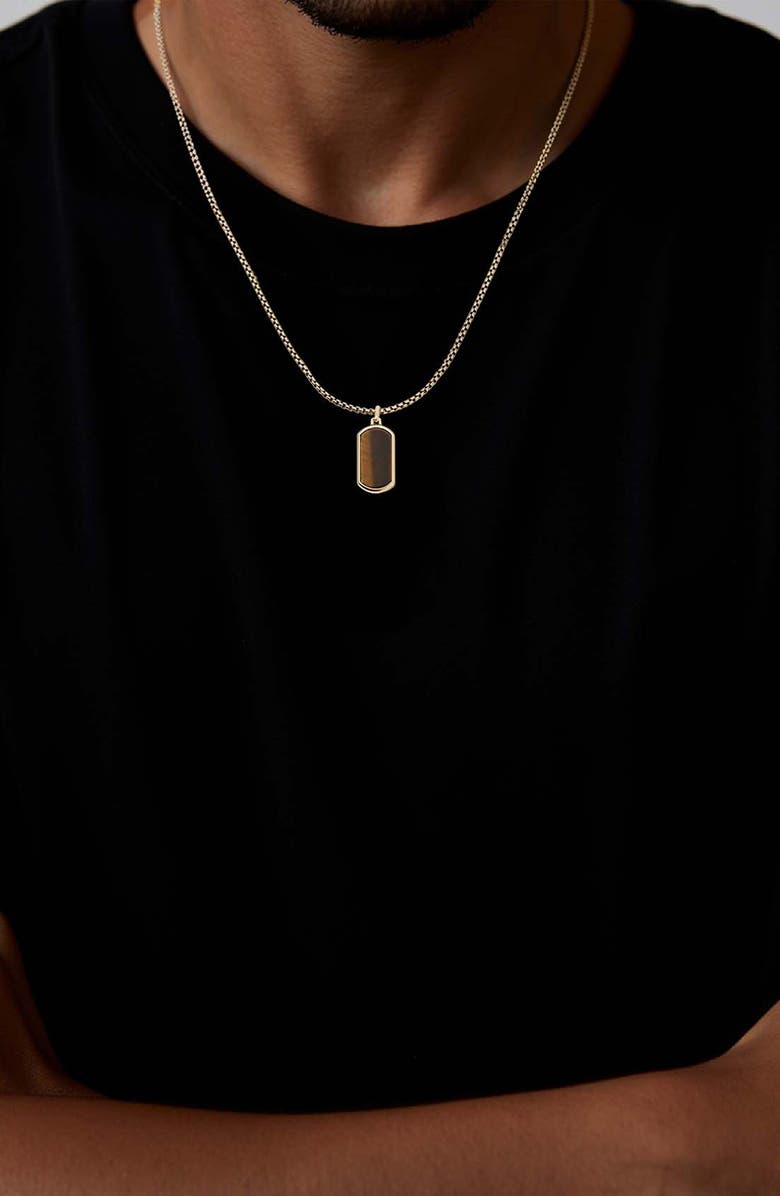 Mr. Ettika Men's Dog Tag Necklace, Alternate, color, Tigers Eye