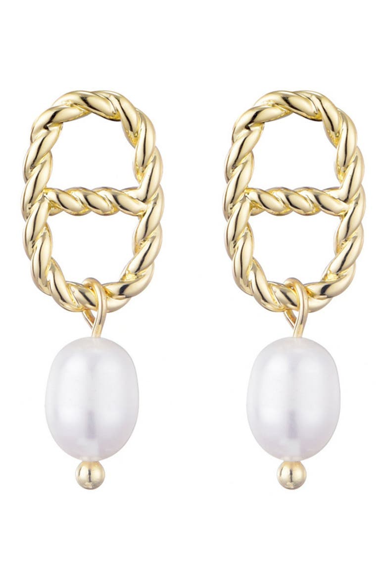 Freshwater Pearl Drop Mariner Chain Earrings, Alternate, color, WHITE