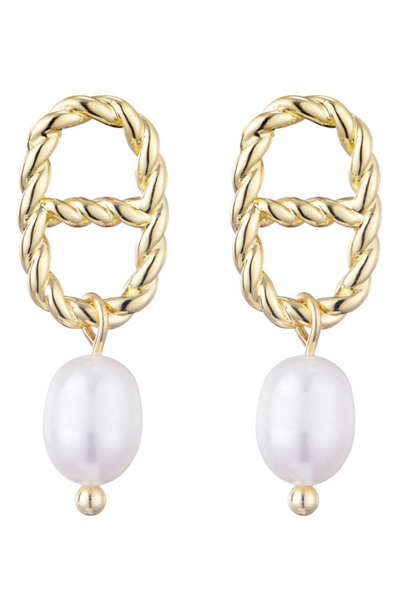 Adornia Freshwater Pearl Drop Mariner Chain Earrings, Alternate, color, White