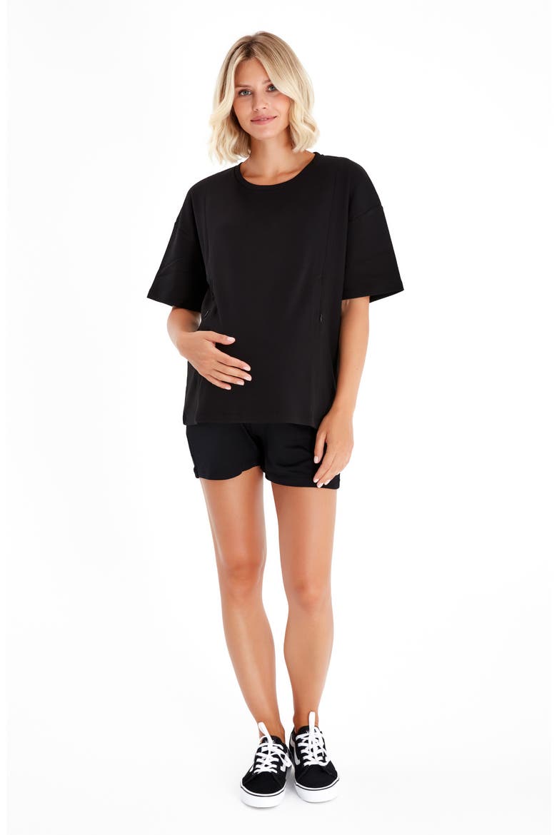 Anytime Anywhere Side Zip Maternity/Nursing T-Shirt, Alternate, color, BLACK