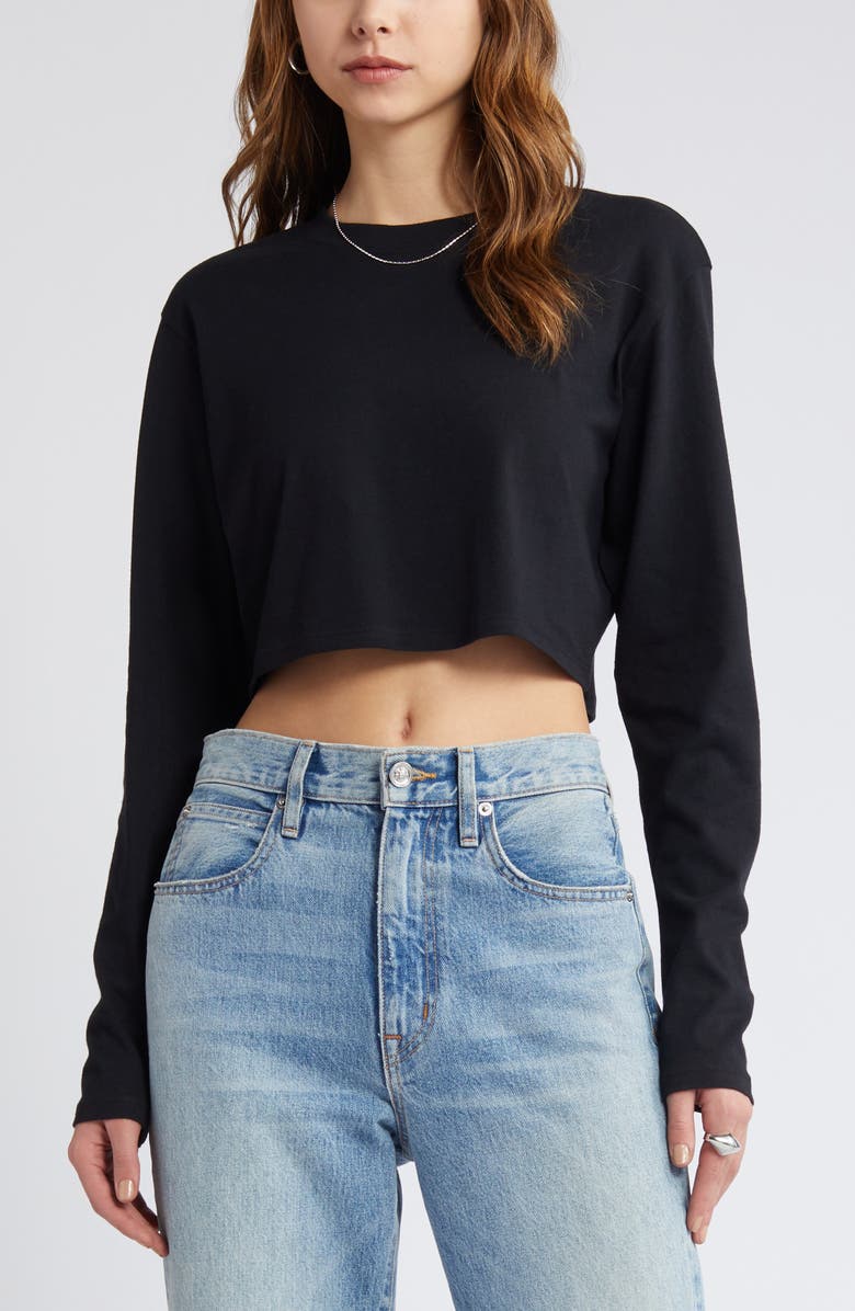 Open Edit Long Sleeve Crop T-Shirt, Main, color,