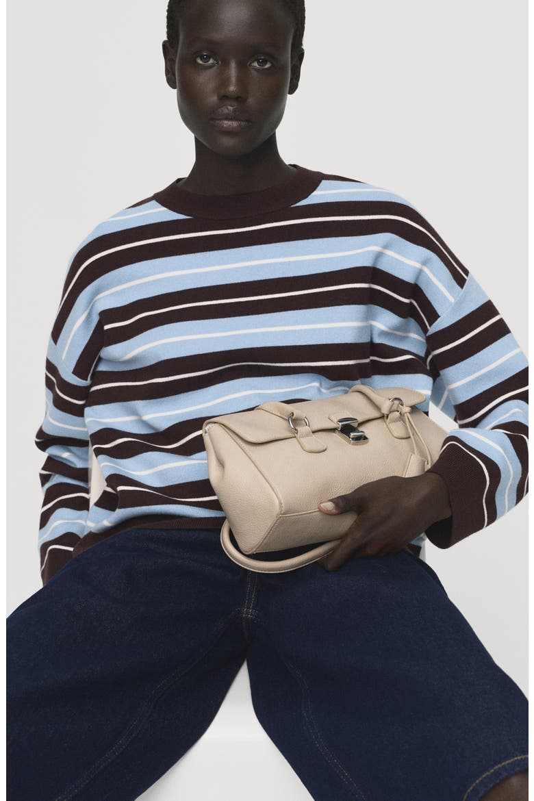 Lotuina Stripe Sweater, Alternate, color, CHOCOLATE