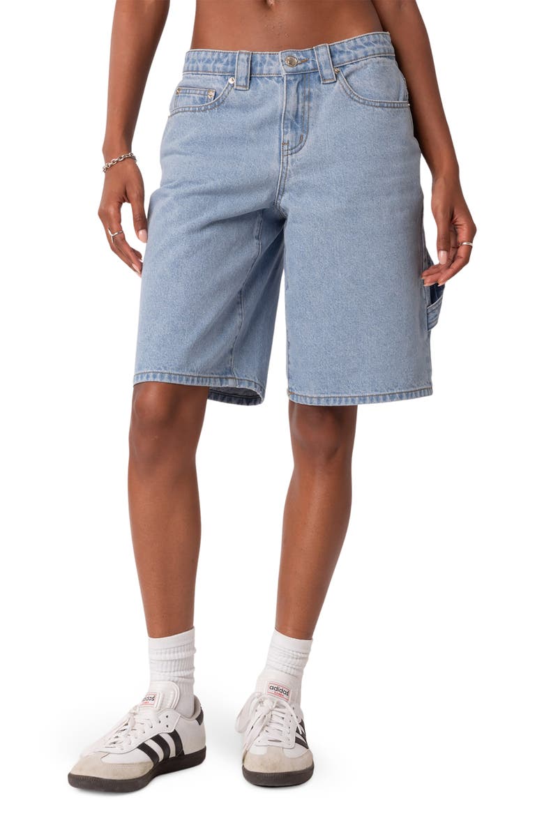 Low Rise Carpenter Bermuda Shorts, Main, color, LIGHT-BLUE