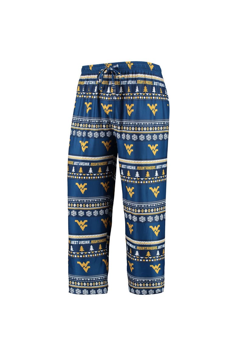 Men's Concepts Sport Navy West Virginia Mountaineers Ugly Sweater Long Sleeve T-Shirt and Pants Sleep Set, Alternate, color, Navy