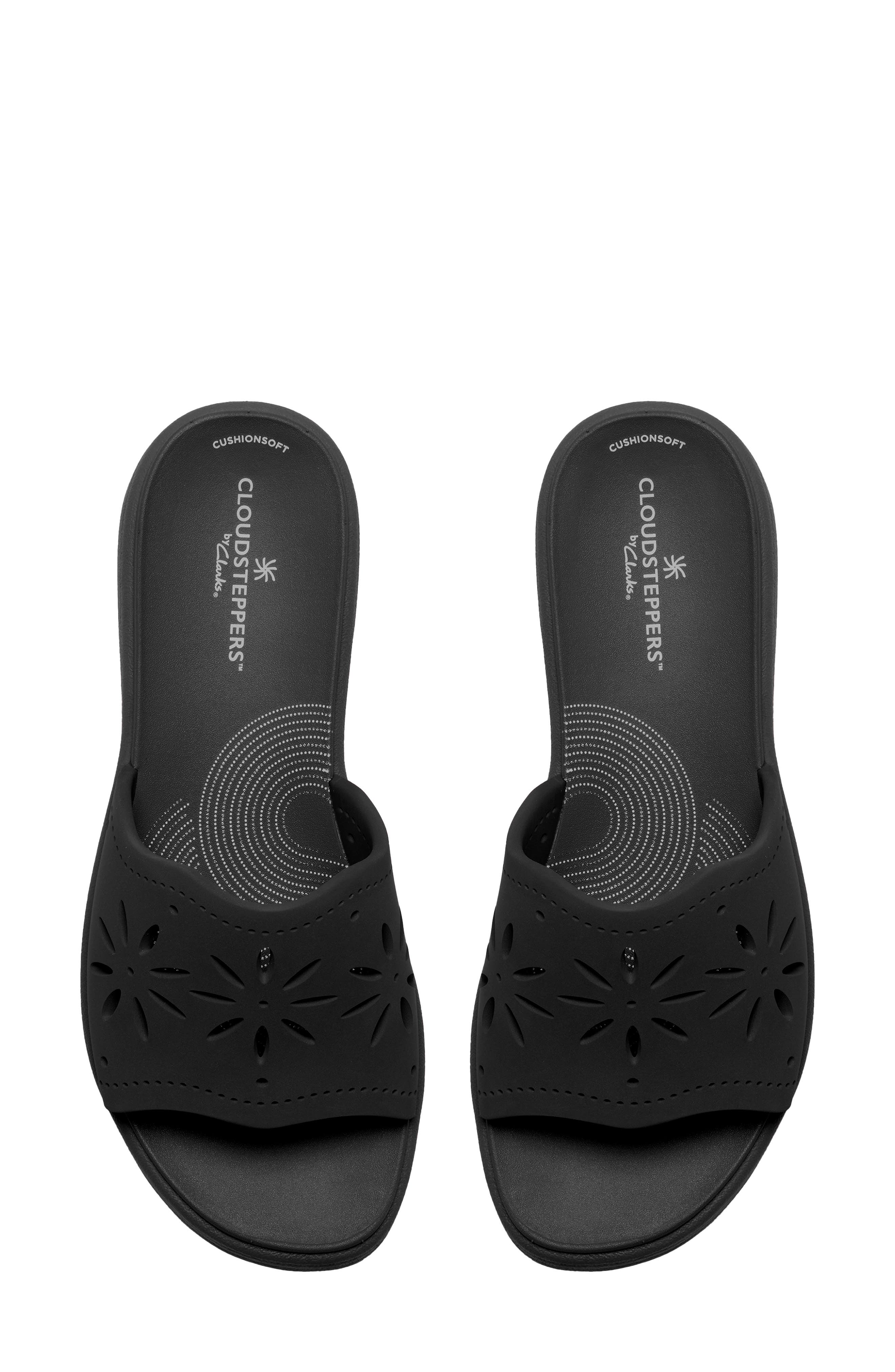 Clarks<sup>®</sup> Drift Floral Wedge Slide Sandal, Alternate, color, Navy