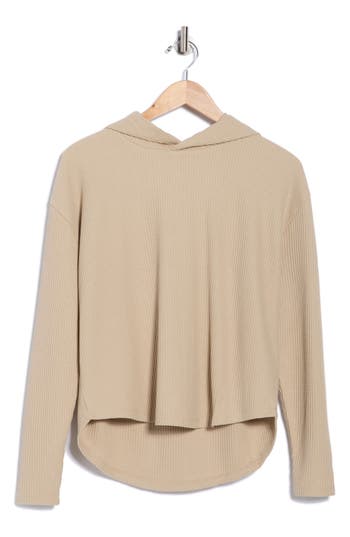 Z By Zella Reset Waffle Stitch Hoodie In Brown