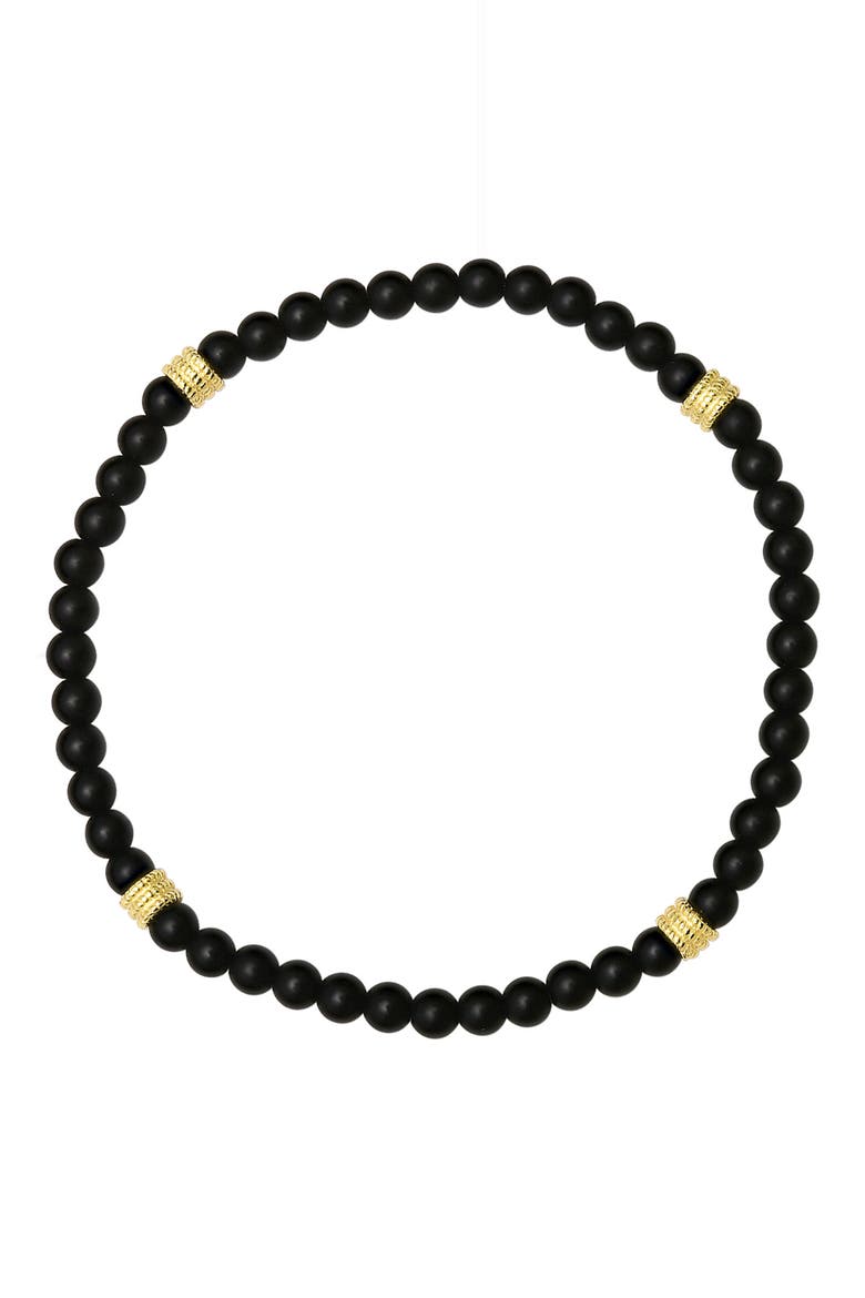 Lava Bead Stretch Bracelet, Alternate, color, GOLD/ BLACK