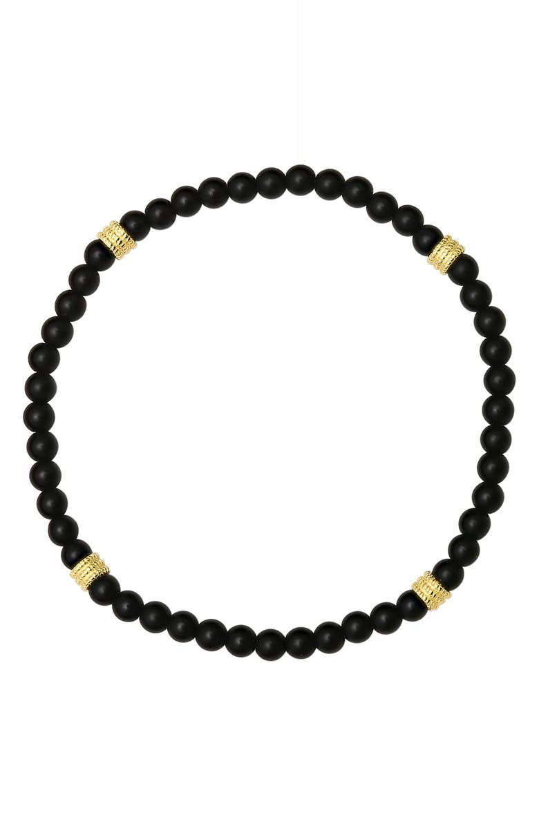 HMY JEWELRY Lava Bead Stretch Bracelet, Alternate, color, Gold/ Black