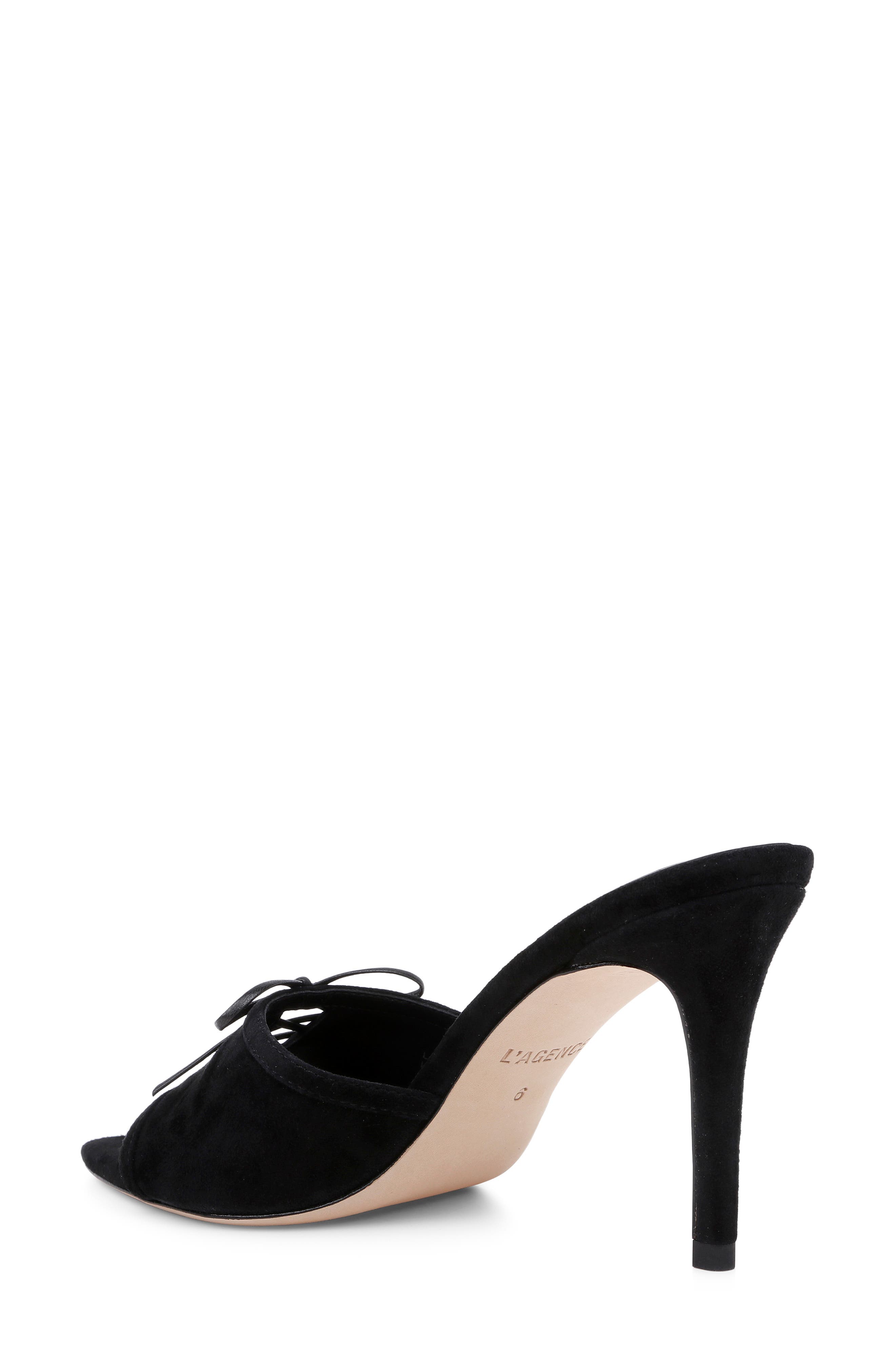 L'AGENCE Thames II Lace Up Pointed Toe Leather Mule, Alternate, color, Black Suede