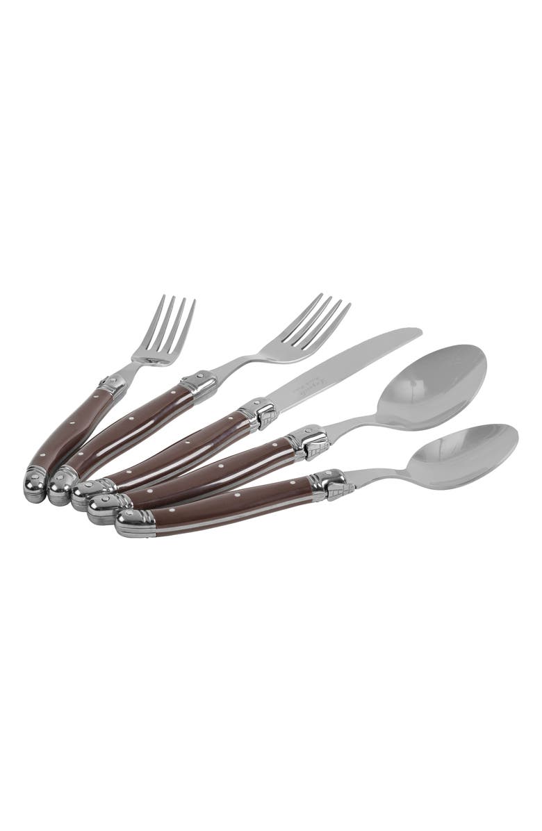 FRENCH HOME Laguiole 20-Piece Flatware Set, Alternate, color, Chocolate Brown