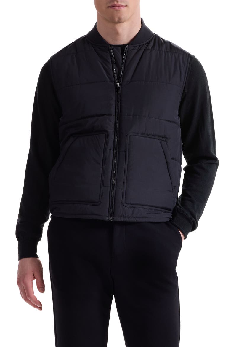 Tweed Jacket with Removable Quilted Vest, Alternate, color, BLACK