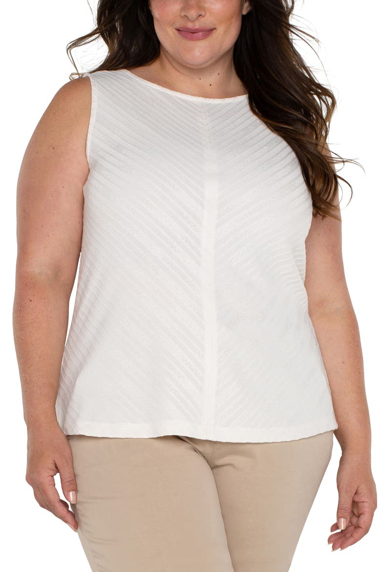 Stripe Jacquard Sleeveless Top, Main, color, FRENCH CREAM