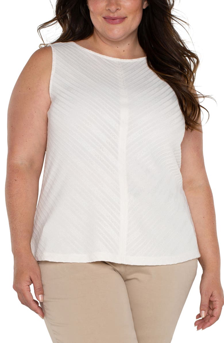 Liverpool Los Angeles Stripe Jacquard Sleeveless Top, Main, color, French Cream