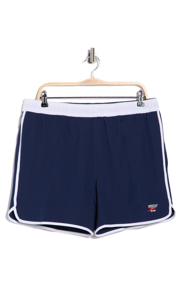 Speedo<sup>®</sup> Logo Volley Swim Trunks, Alternate, color, Navy