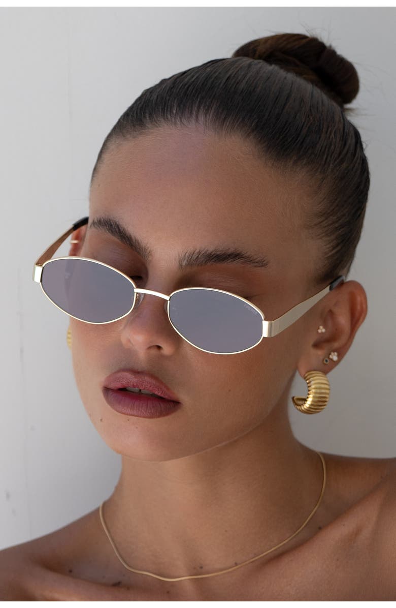 FREYRS Eyewear Soho Oval Sunglasses, Alternate, color, Gold / Brown