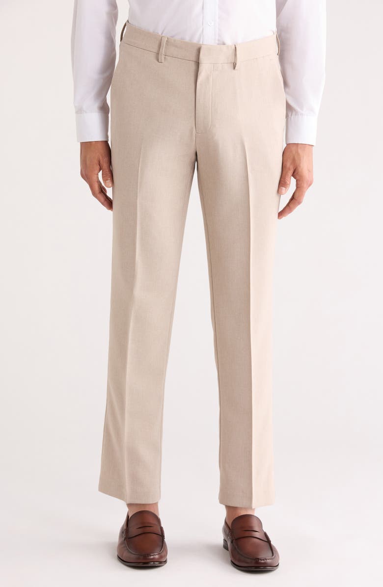 Kenneth Cole Reaction Flat Front Slim Fit Pants, Main, color, Stone