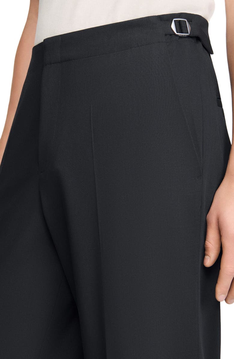 SANDRO Wide-leg bouclé wool trousers, Alternate, color, Dark Grey