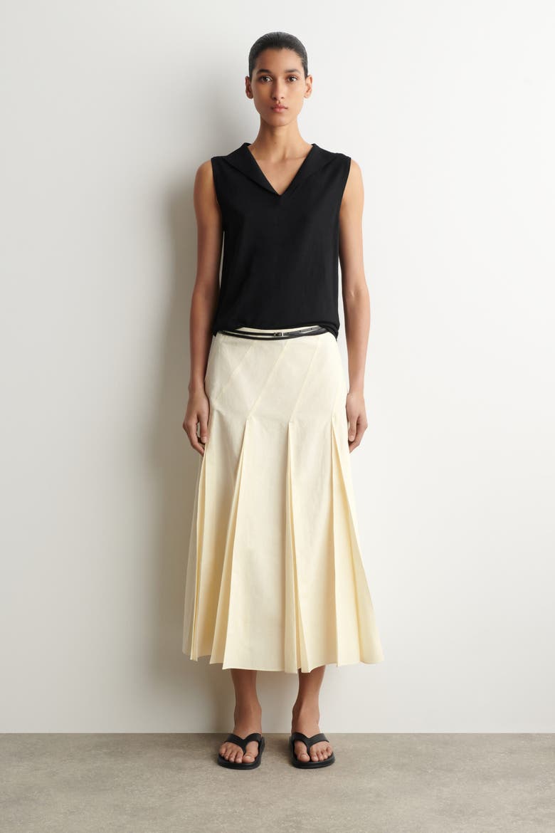 Sailor-collar Knitted Cotton-silk Top, Alternate, color, BLACK