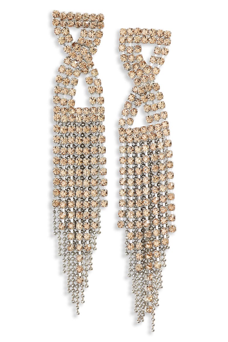 Infinity Crystal Fringe Earrings, Main, color, LIGHT COLORADO/ SILVER
