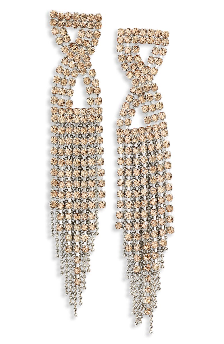 CRISTABELLE Infinity Crystal Fringe Earrings, Main, color,
