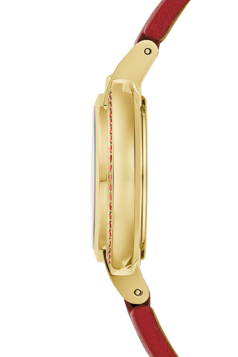 Rubaiyat Synthetic Fire Opal Leather Strap Watch, 30.5mm, Alternate, color, RED