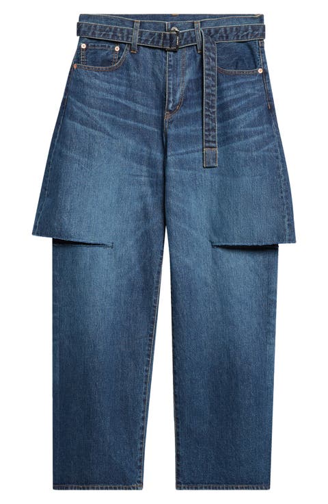 Sliced Belted Denim Jeans