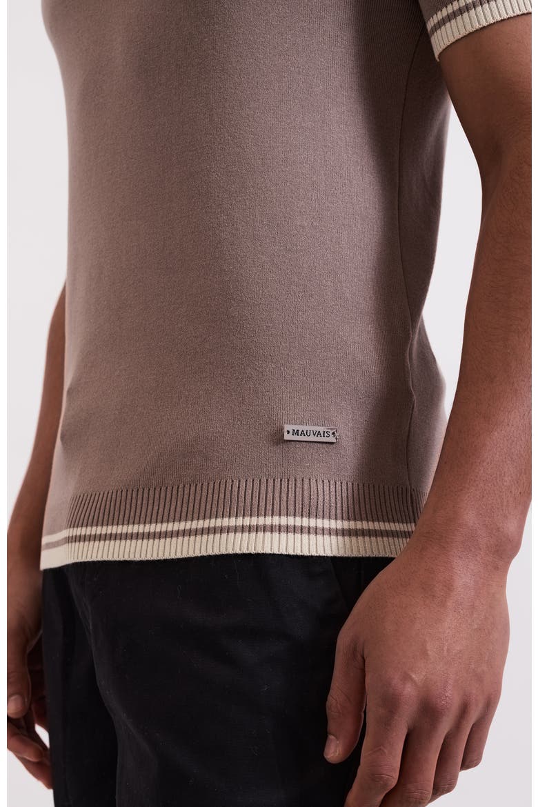 Riccio Slim Knit Tipped Tee, Alternate, color, Medium Beige