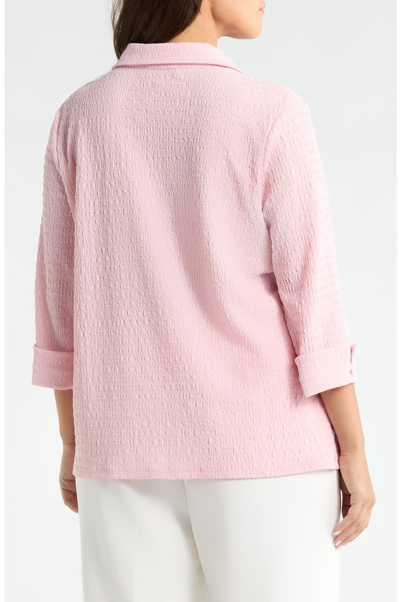 Ridge Knit Button-Up Shirt, Alternate, color, TUTU PINK
