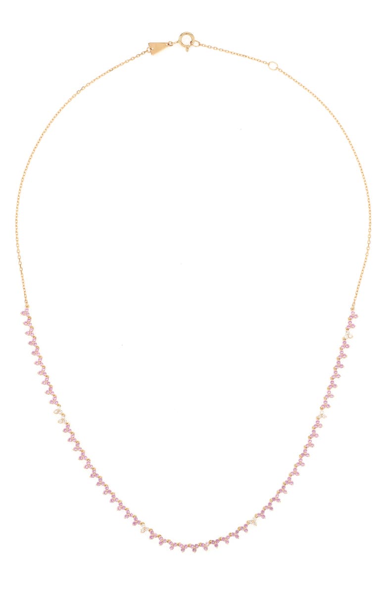 Adina Reyter 14K Gold Pink Sapphire & Diamond Necklace, Alternate, color, Yellow Gold