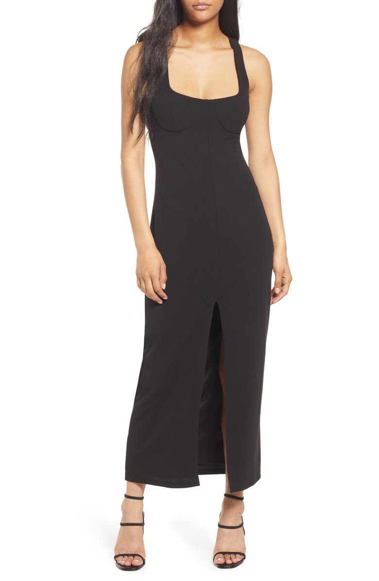 WAYF The Bravado Slit Front Maxi Dress, Main, color, 