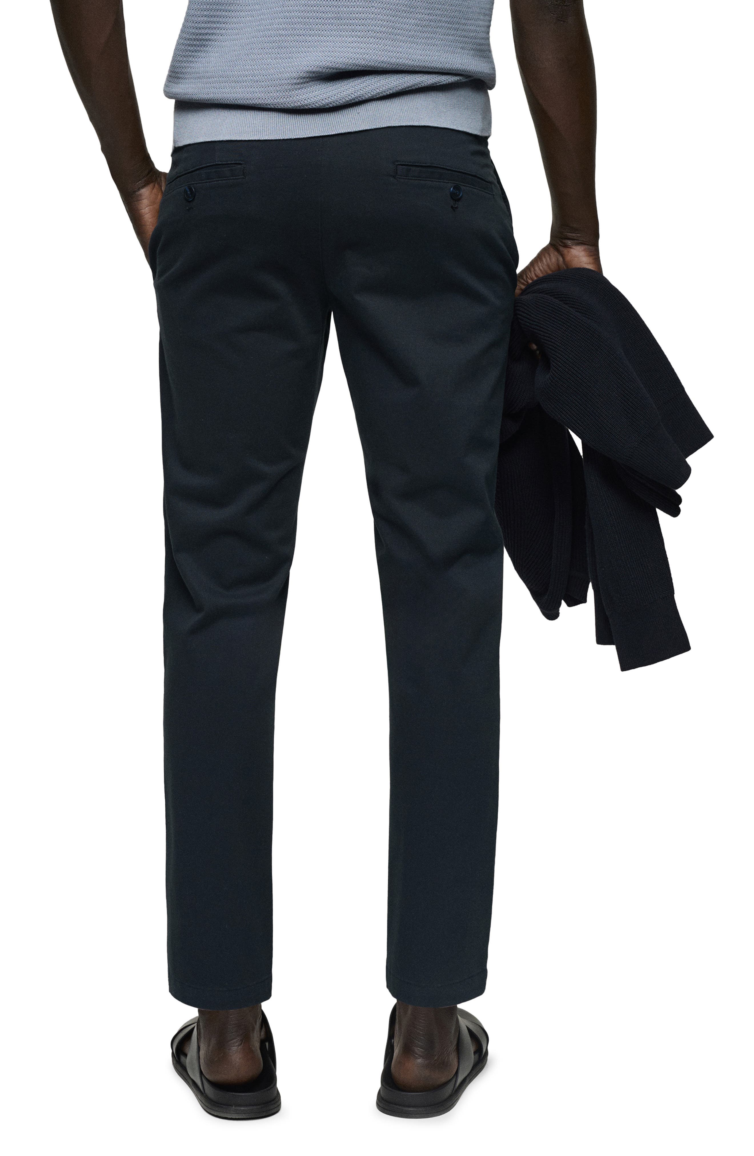 Flat Front Tapered Crop Stretch Cotton Chinos - image 2