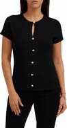 CYRUS Keyhole Button-Front Rib Top