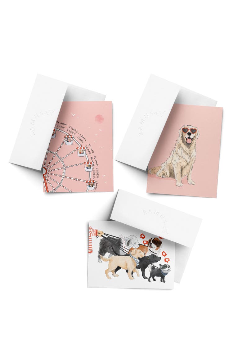 Love/Friendship Greeting Card Pack (3ct) "Ferris Wheel, Dog Walking, Retriever", Main, color, Multi-Pack