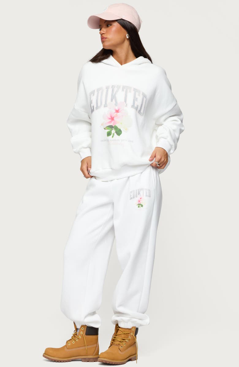 EDIKTED Flerua Logo Sweatpants, Alternate, color, White