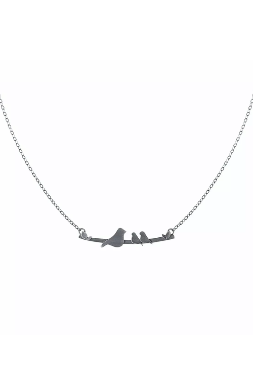 Uncommon Goods Mother Nestling Birds Necklace In Metallic