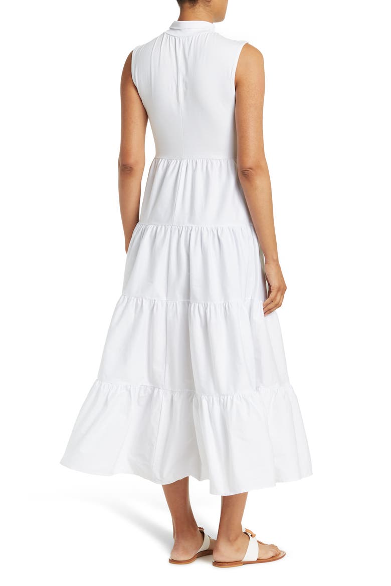Leslie Mock Neck Sleeveless Tiered Maxi Dress, Alternate, color, BRIGHT WHITE