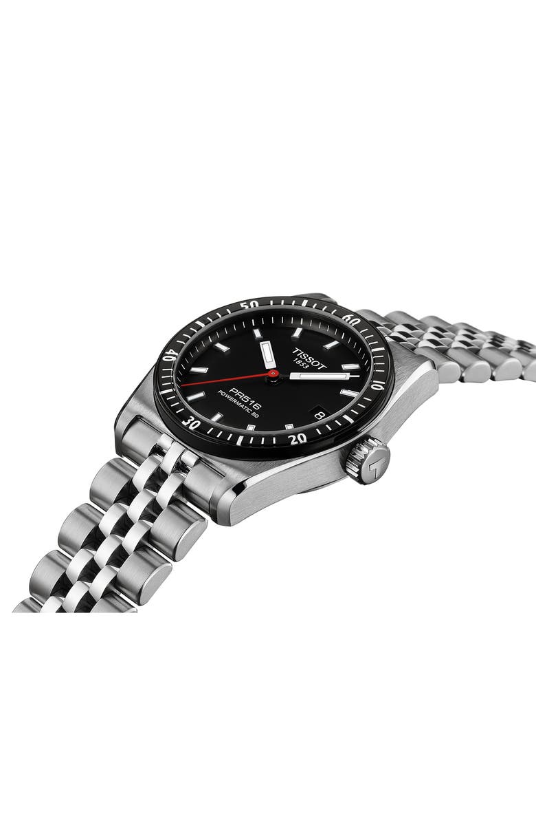 Tissot PR516 Powermatic 80 Automatic Bracelet Watch, 38mm, Alternate, color, Black