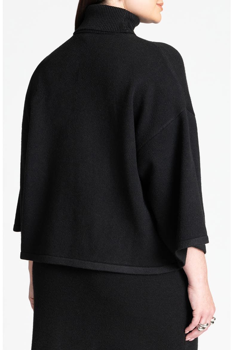 Boxy Three Quarter Sleeve Turtleneck, Alternate, color, BLACK ONYX